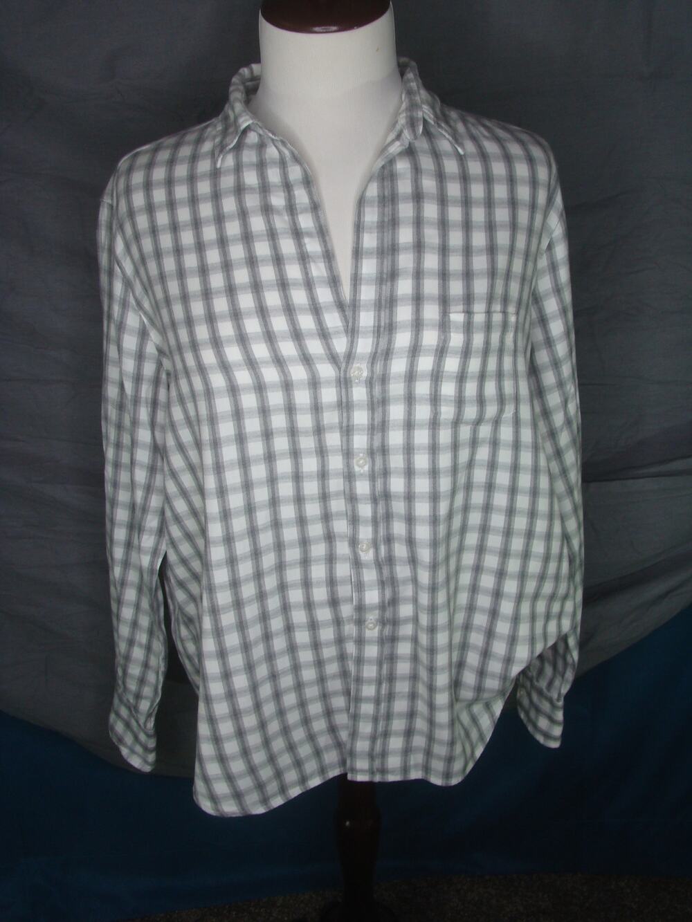 Frank & Eileen - Eileen Relaxed Button-up Shirt in Gray plaid M - Picture 1 of 7